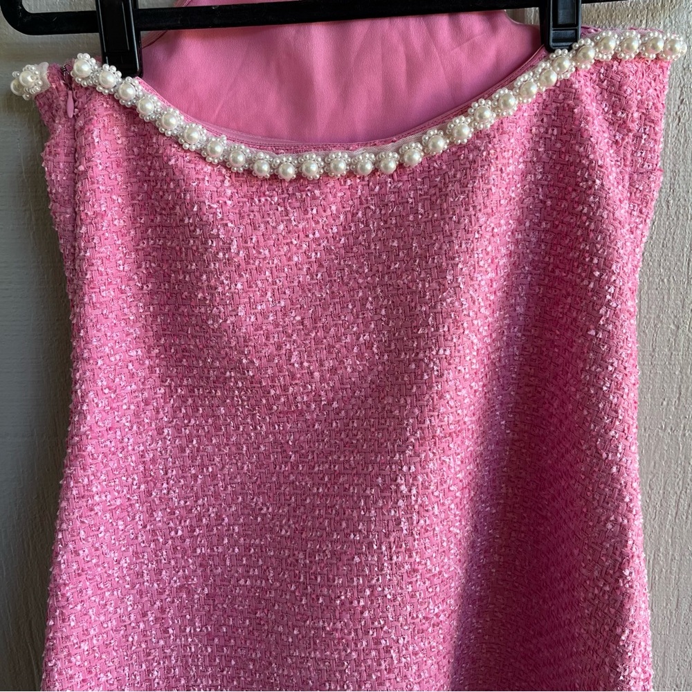 Tuckernuck Hyacinth House Pink Tweed & Pearl Petra Mini Dress Size S - Picture 8 of 13